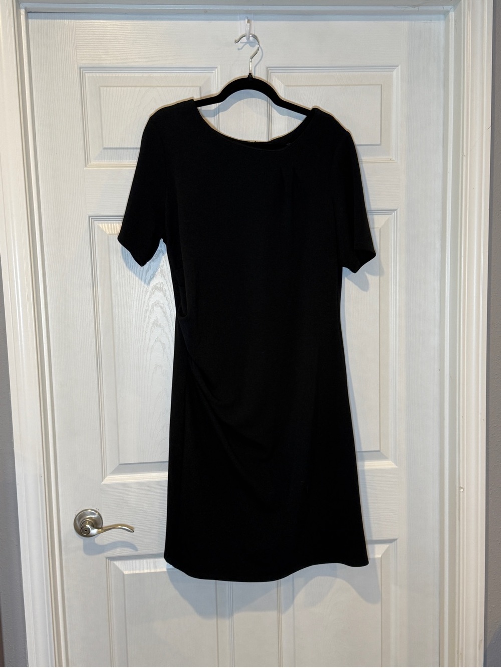 Perfect Little Black Dress with Subtle Ruching, Size XL